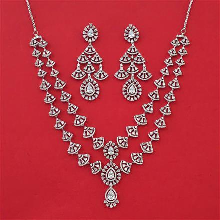 American Diamond Layered Necklace with Rhodium Plating 2 Tone Plating Mehndi Plating