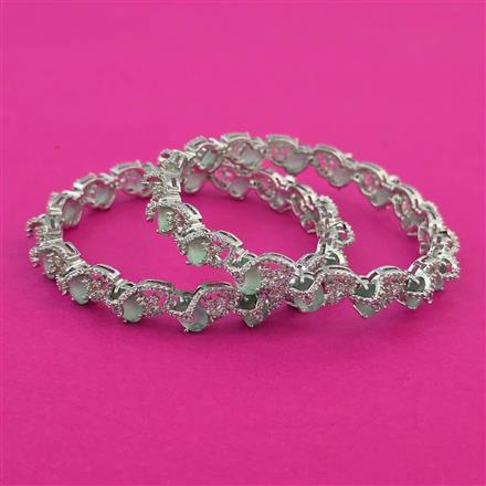 American Diamond 2 Pc Classic Bangles with Rhodium Plating