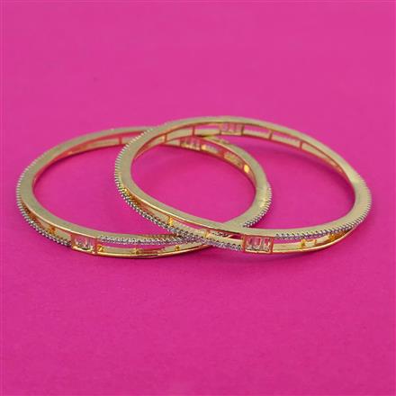 American Diamond 2 Pc Classic Bangles with 2 Tone Plating