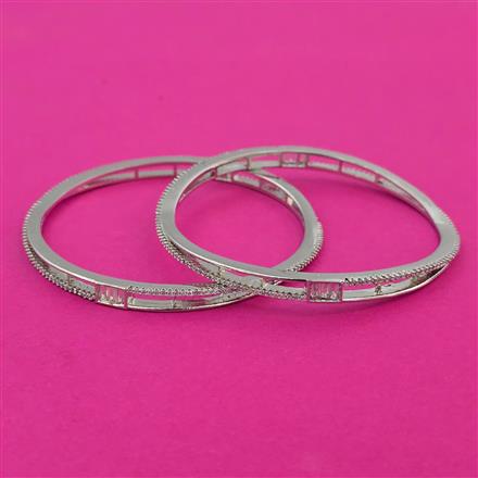 American Diamond 2 Pc Classic Bangles with Rhodium Plating