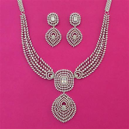 American Diamond Classic Necklace with Rhodium Plating
