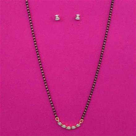American Diamond Delicate Mangalsutra with Rhodium Plating 2 Tone Plating