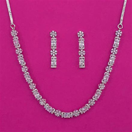 American Diamond Delicate Necklace with Rhodium Plating