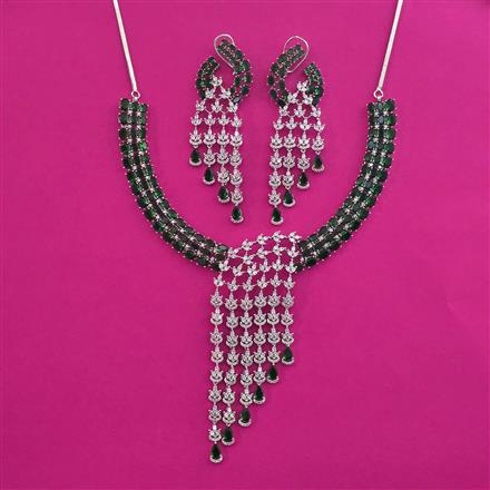 American Diamond Classic Necklace with Rhodium Plating