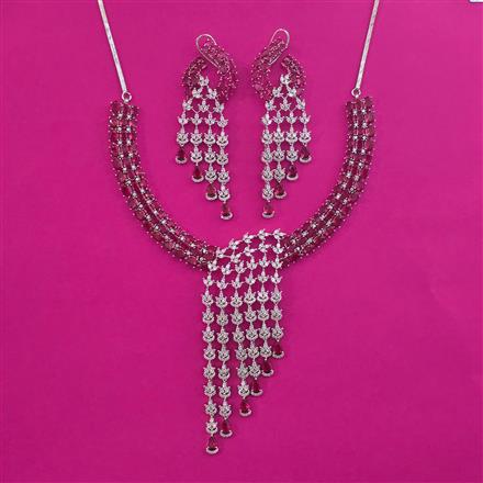 American Diamond Classic Necklace with Rhodium Plating