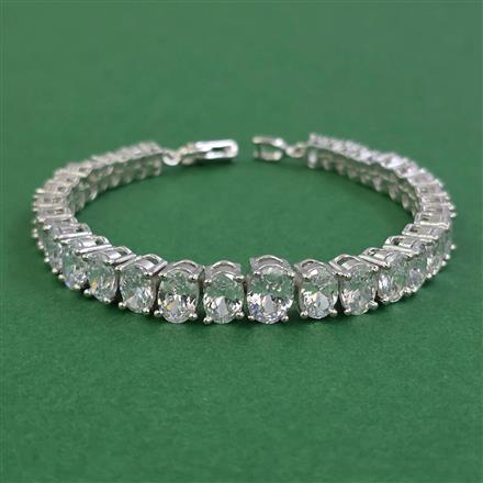American Diamond Classic Bracelet with Rhodium Plating Mehndi Plating