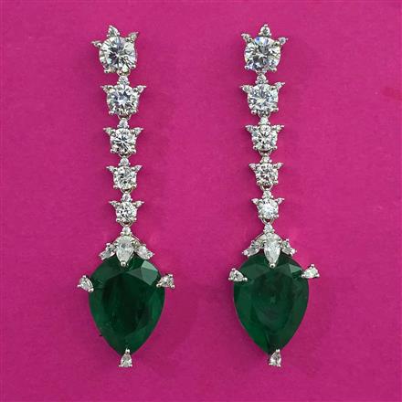 American Diamond Classic Earring with Rhodium Plating