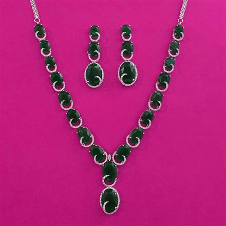 American Diamond Classic Necklace with Rhodium Plating