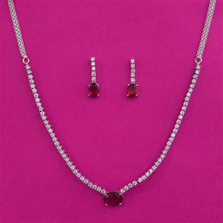 American Diamond Delicate Necklace with Rhodium Plating