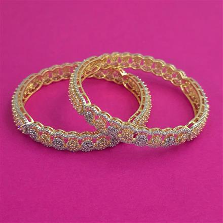 American Diamond 2 Pc Classic Bangles with 2 Tone Plating