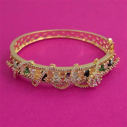 American Diamond Openable kada with Rhodium Plating Mehndi Plating Carat Plating