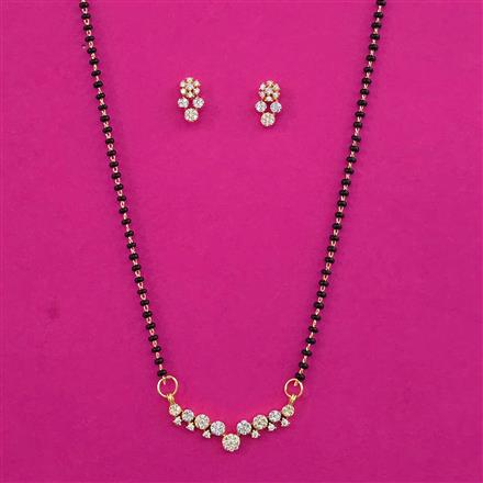 American Diamond Classic Mangalsutra with Rhodium Plating 2 Tone Plating