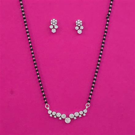 American Diamond Classic Mangalsutra with Rhodium Plating 2 Tone Plating