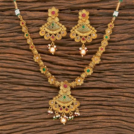 Antique Delicate Necklace With Matte Gold Plating