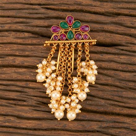 Antique Classic Hair Brooch With Matte Gold Plating