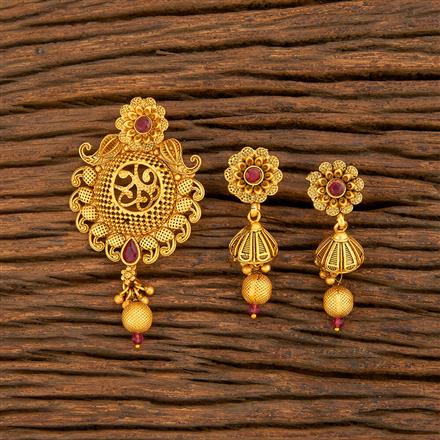 Antique Delicate Pendant Set With Matte Gold Plating