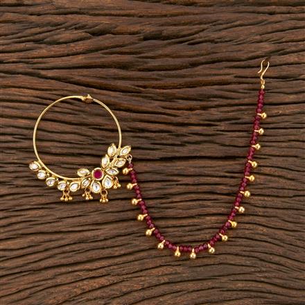 Kundan Pressing Nose Ring With Gold Plating