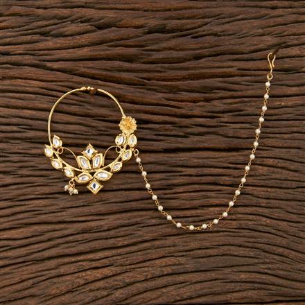 Kundan Pressing Nose Ring With Gold Plating