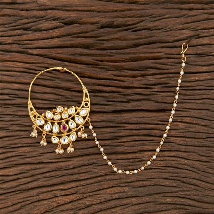 Kundan Pressing Nose Ring With Gold Plating
