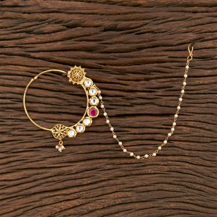 Kundan Pressing Nose Ring With Gold Plating