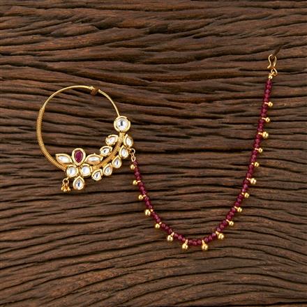Kundan Pressing Nose Ring With Gold Plating