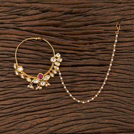 Kundan Pressing Nose Ring With Gold Plating