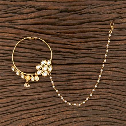Kundan Pressing Nose Ring With Gold Plating