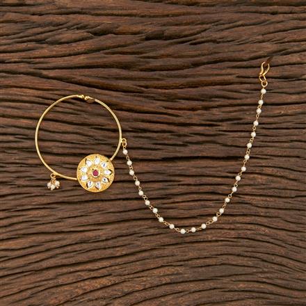 Kundan Pressing Nose Ring With Gold Plating