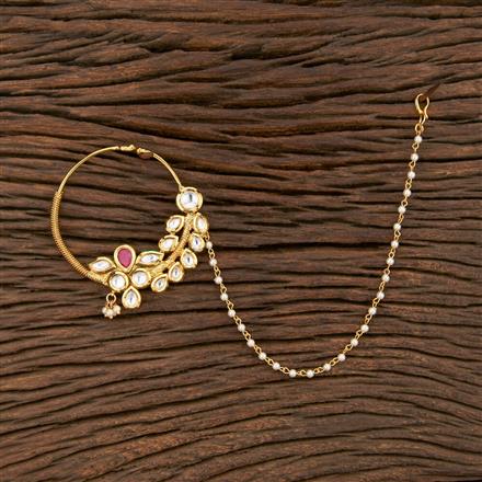Kundan Pressing Nose Ring With Gold Plating