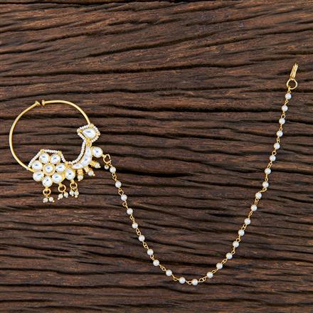 Kundan Pressing Nose Ring With Gold Plating