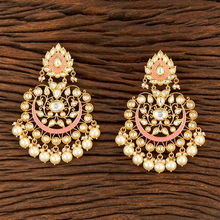 Kundan Long Earring With Gold Plating