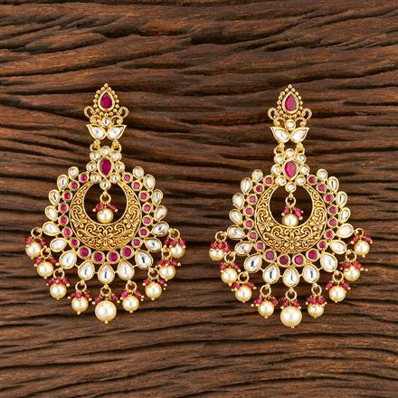 Kundan Chand Earring With Gold Plating