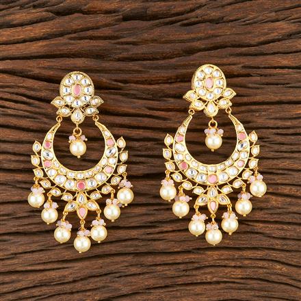 Kundan Chand Earring With Gold Plating
