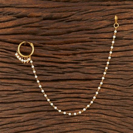 Antique Moti Nose Ring With Gold Plating