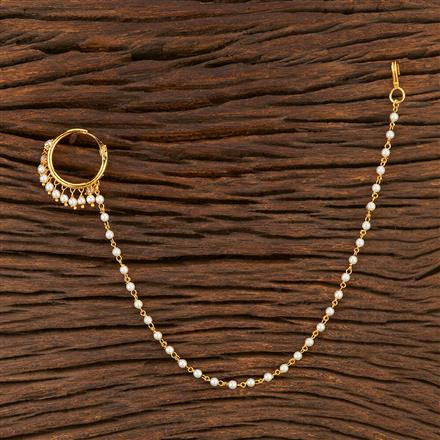 Antique Moti Nose Ring With Gold Plating