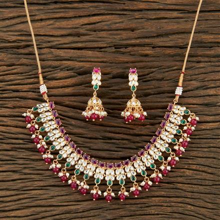 Kundan Monalisa Stone Necklace With Gold Plating