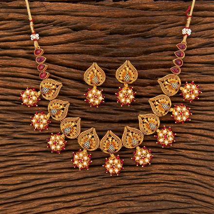 Antique Choker Necklace With Matte Gold Plating