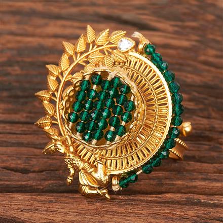 Antique Adjustable Ring With Matte Gold Plating