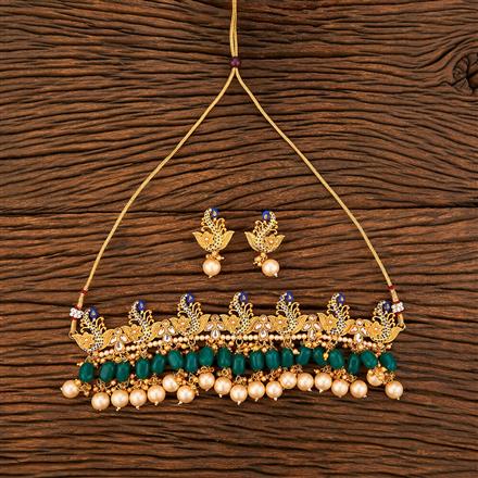 Antique Choker Necklace With Matte Gold Plating