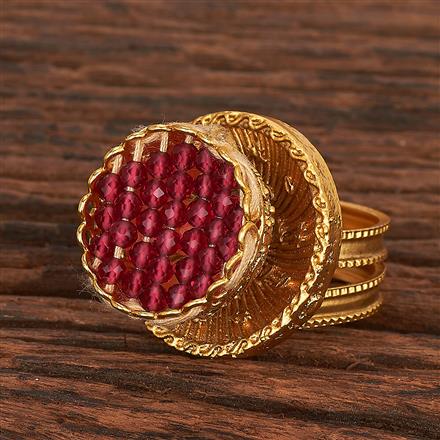 Antique Adjustable Ring With Matte Gold Plating