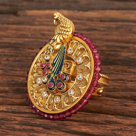 Antique Peacock Ring With Matte Gold Plating