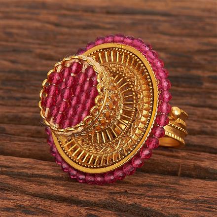 Antique Adjustable Ring With Matte Gold Plating