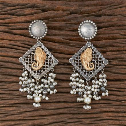 Oxidised Trendy Earring With 2 Tone Plating