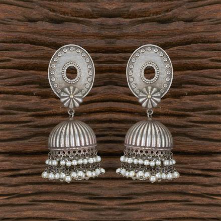 Moti Earring With Oxidised Plating