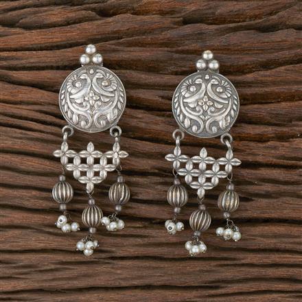 Moti Earring With Oxidised Plating