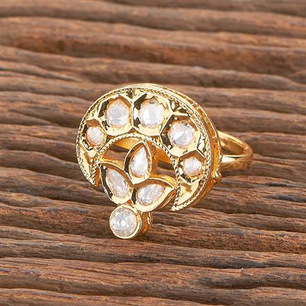 Kundan Adjustable Ring With Gold Plating