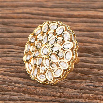 Kundan Adjustable Ring With Gold Plating