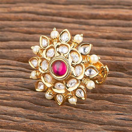 Kundan Pearl Ring With Gold Plating