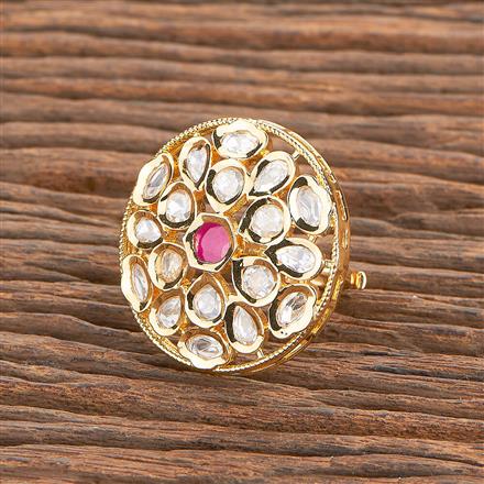 Kundan Adjustable Ring With Gold Plating