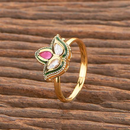 Kundan Adjustable Ring With Gold Plating